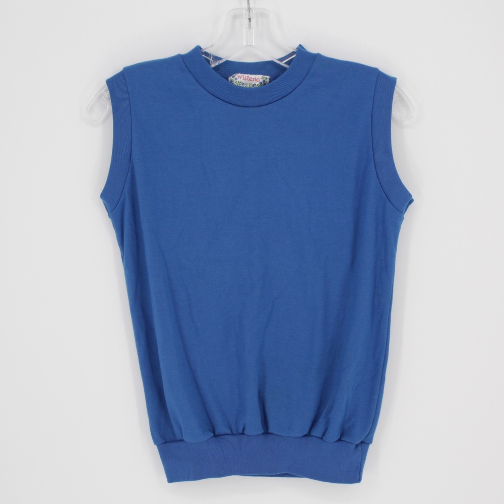 Wisteria Vintage Women's Blue Sleeveless Crewneck Sweatshirt Tank Top Size Small